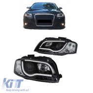 Headlights Set Suitable for Audi A3 8P 03-08 DRL & Led Tube Black H7/H1 Sonar
