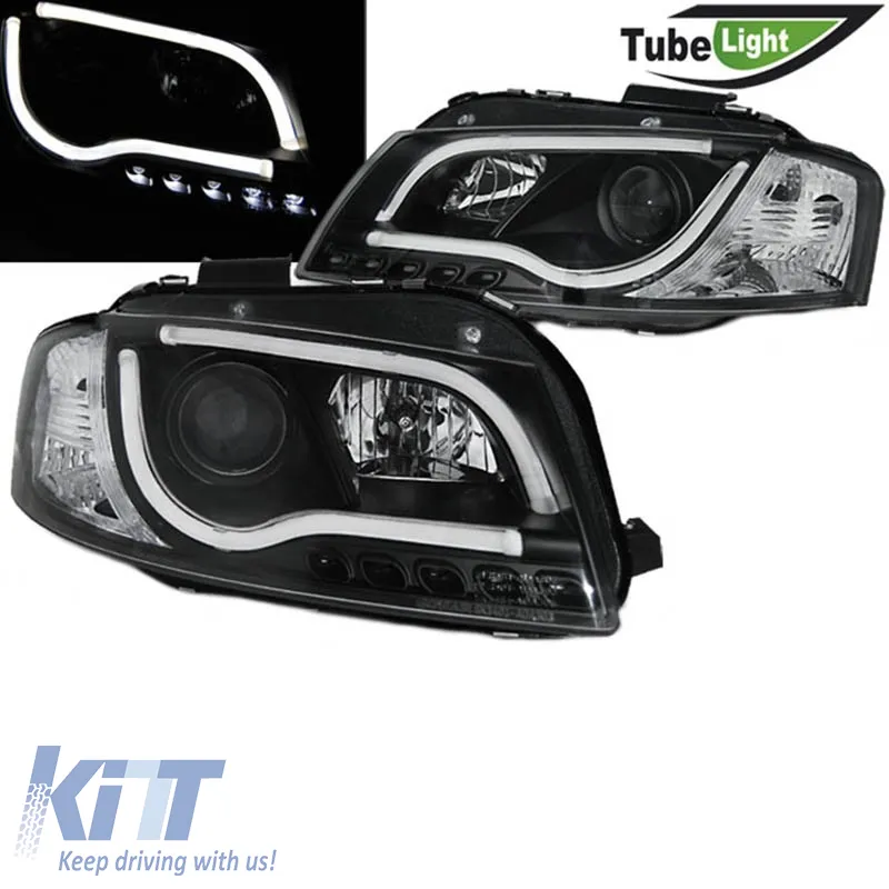 Headlights Set Suitable for Audi A3 8P 03-08 DRL & Led Tube Black H7/H1 Sonar