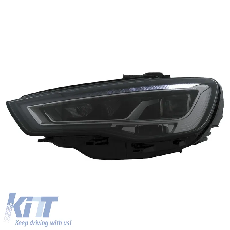 Headlights Set Suitable for Audi A3 8V 12-16 DRL Full Led & Led Signal Black H7 With Motor Carner