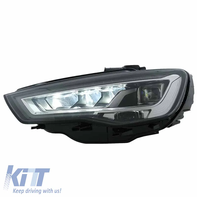 Headlights Set Suitable for Audi A3 8V 12-16 DRL Full Led & Led Signal Black H7 With Motor Carner