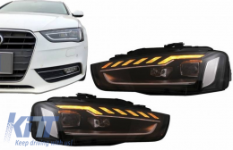 Headlights Set Suitable for Audi A4 B8.5 Facelift (2012-2015) Black A4 B9.5 Design OEM Xenon Upgrade to Full LED & Dynamic LED Signal Carner