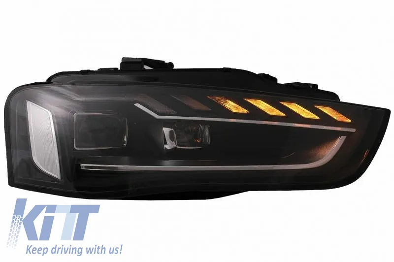 Headlights Set Suitable for Audi A4 B8.5 Facelift (2012-2015) Black A4 B9.5 Design OEM Xenon Upgrade to Full LED & Dynamic LED Signal Carner