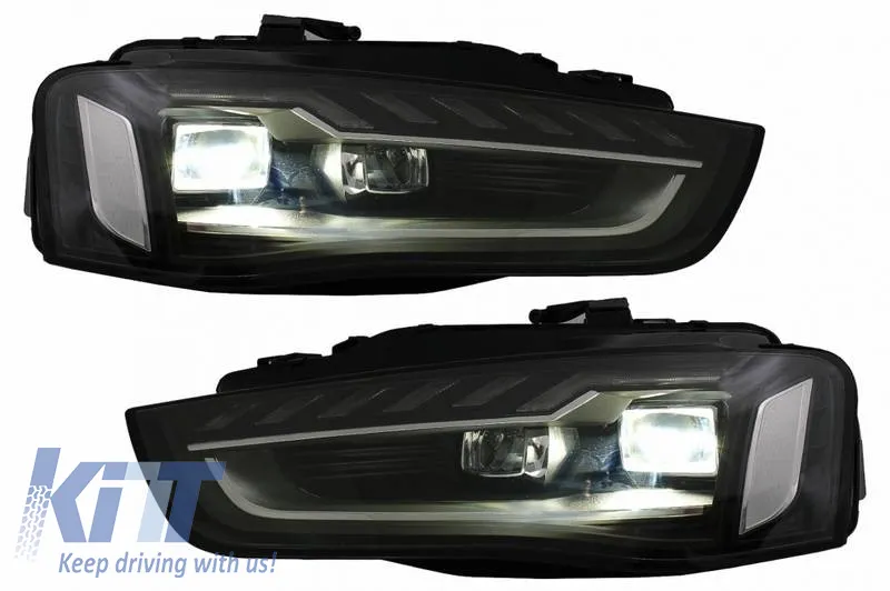 Headlights Set Suitable for Audi A4 B8.5 Facelift (2012-2015) Black A4 B9.5 Design OEM Xenon Upgrade to Full LED & Dynamic LED Signal Carner