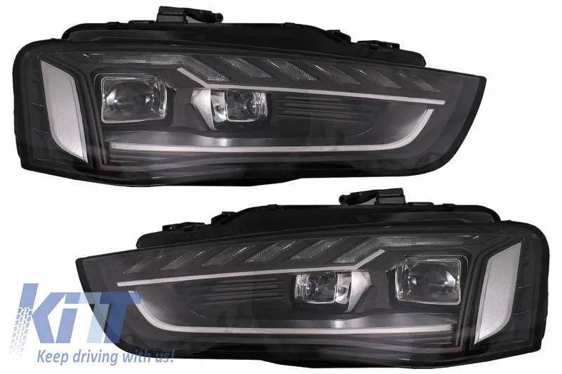 Headlights Set Suitable for Audi A4 B8.5 Facelift (2012-2015) Black A4 B9.5 Design OEM Xenon Upgrade to Full LED & Dynamic LED Signal Carner