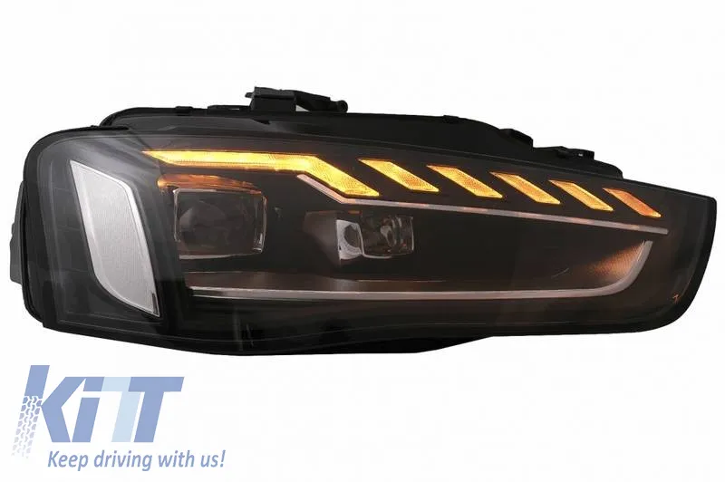 Headlights Set Suitable for Audi A4 B8.5 Facelift (2012-2015) Black A4 B9.5 Design OEM Xenon Upgrade to Full LED & Dynamic LED Signal Carner