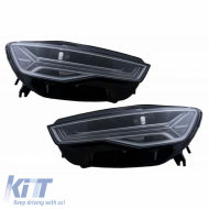Headlights Set Suitable for Audi A6 4G C7 11-18 DRL Full Led Matrix Design & Dynamic Signal Black With Motor Carrier