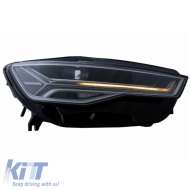 Headlights Set Suitable for Audi A6 4G C7 11-18 DRL Full Led Matrix Design & Dynamic Signal Black With Motor Carrier