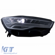 Headlights Set Suitable for Audi A6 4G C7 11-18 DRL Full Led Matrix Design & Dynamic Signal Black With Motor Carrier
