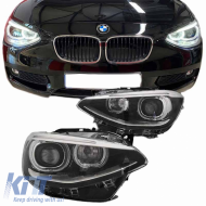 Headlights Set Suitable for BMW 1 F20 / F21 11-14 LED Angel Eyes Black H7 With Motor Depo
