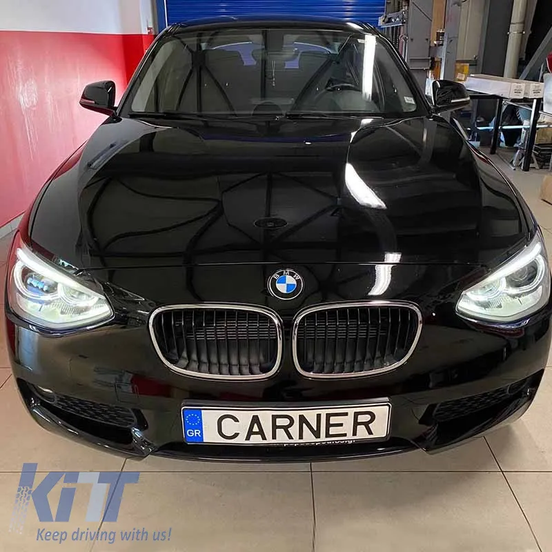 Headlights Set Suitable for BMW 1 F20 / F21 11-14 LED Angel Eyes Black H7 With Motor Depo