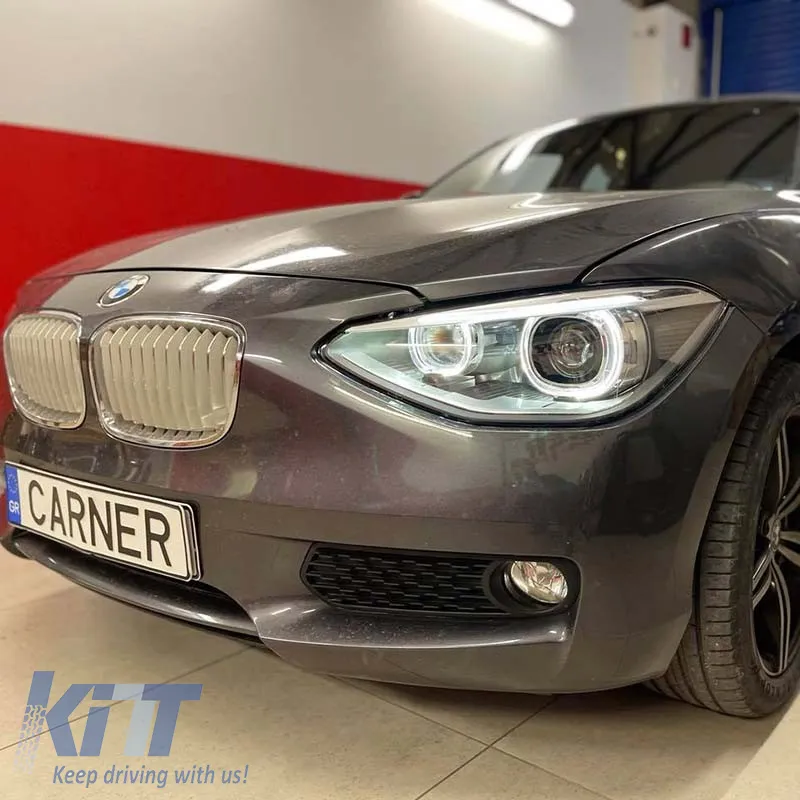 Headlights Set Suitable for BMW 1 F20 / F21 11-14 LED Angel Eyes Black H7 With Motor Depo