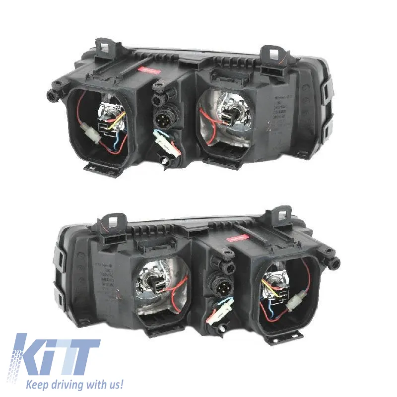 Headlights Set Suitable for BMW 3 E36 90-99 Sedan / Compact / Touring Angel Eyes Black H7/H7 Depo