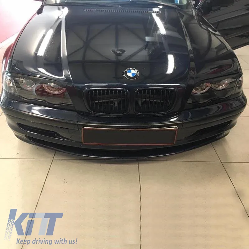 Headlights Set Suitable for BMW 3 E46 Sedan/Caravan 99-01 Angel Eyes Black H7/H7 With Motor Depo