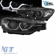 Headlights Set Suitable for BMW 3 F30 / F31 11-15 3D Angel Eyes Black H7/H7 With Motor Sonar-image-6301835