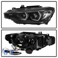 Headlights Set Suitable for BMW 3 F30 / F31 11-15 3D Angel Eyes Black H7/H7 With Motor Sonar-image-6301839
