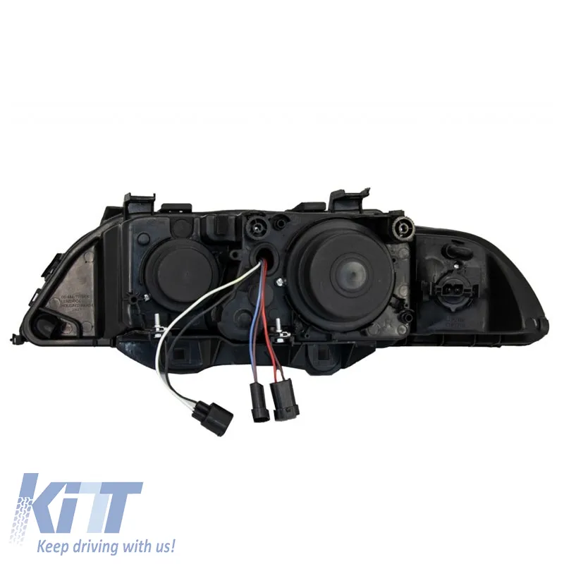Headlights Set Suitable for BMW 5 E39 95-03 Angel Eyes Facelift LCI Look Black/Grey H7/H7 Manual Carner
