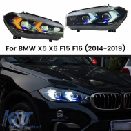 Headlights Set suitable for Bmw X5 F15 (2013-2018) / X6 F16 (2014-2019) Conversion to G05 / G06 Look Black Carner