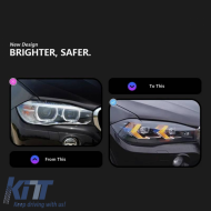 Headlights Set suitable for Bmw X5 F15 (2013-2018) / X6 F16 (2014-2019) Conversion to G05 / G06 Look Black Carner