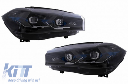 Headlights Set suitable for Bmw X5 F15 (2013-2018) / X6 F16 (2014-2019) Conversion to G05 / G06 Look Black Carner