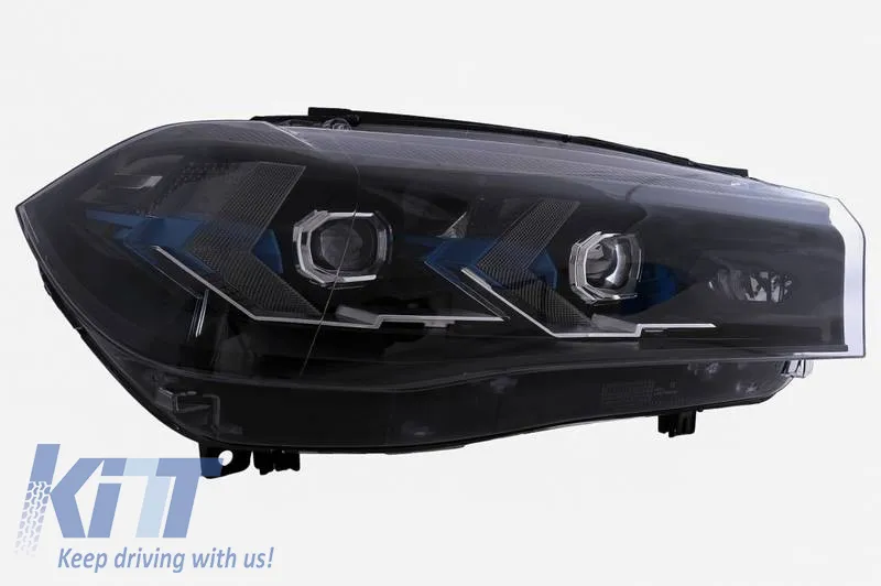 Headlights Set suitable for Bmw X5 F15 (2013-2018) / X6 F16 (2014-2019) Conversion to G05 / G06 Look Black Carner