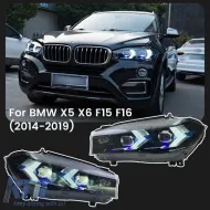 Headlights Set suitable for Bmw X5 F15 (2013-2018) / X6 F16 (2014-2019) Conversion to G05 / G06 Look Black Carner-image-6321026