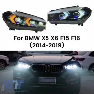 Headlights Set suitable for Bmw X5 F15 (2013-2018) / X6 F16 (2014-2019) Conversion to G05 / G06 Look Black Carner-image-6321027