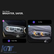 Headlights Set suitable for Bmw X5 F15 (2013-2018) / X6 F16 (2014-2019) Conversion to G05 / G06 Look Black Carner-image-6321033