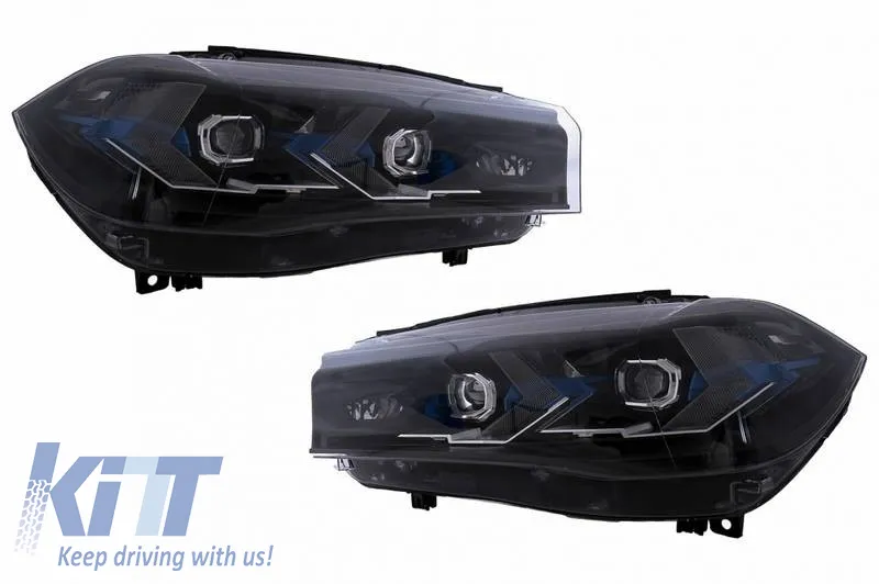 Headlights Set suitable for Bmw X5 F15 (2013-2018) / X6 F16 (2014-2019) Conversion to G05 / G06 Look Black Carner