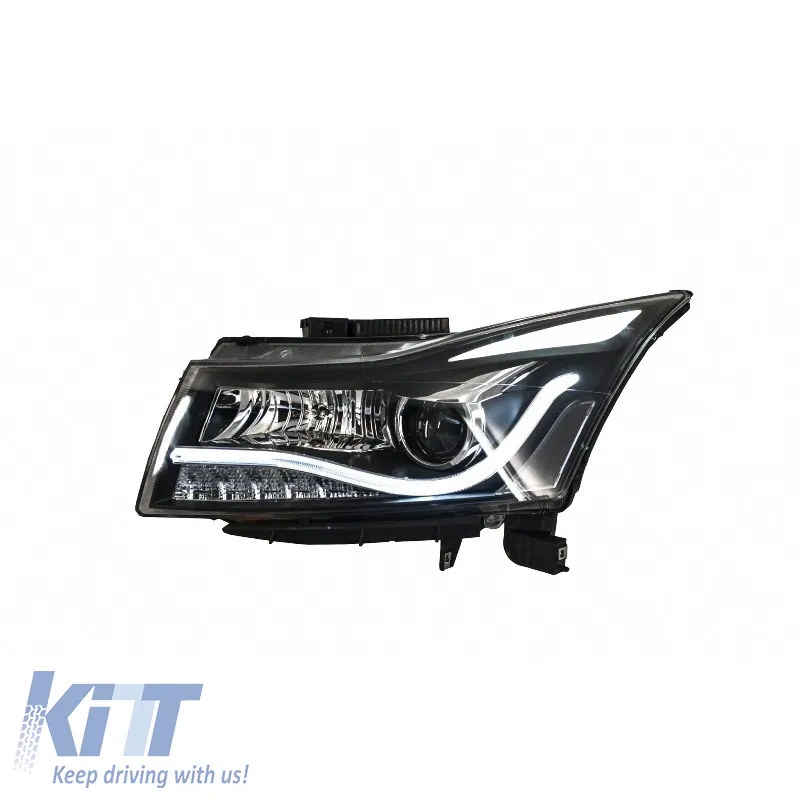 Headlights Set Suitable for Chevrolet Cruze 09-14 Tube DRL & Led Signal H7/H1 Black Manual Carner