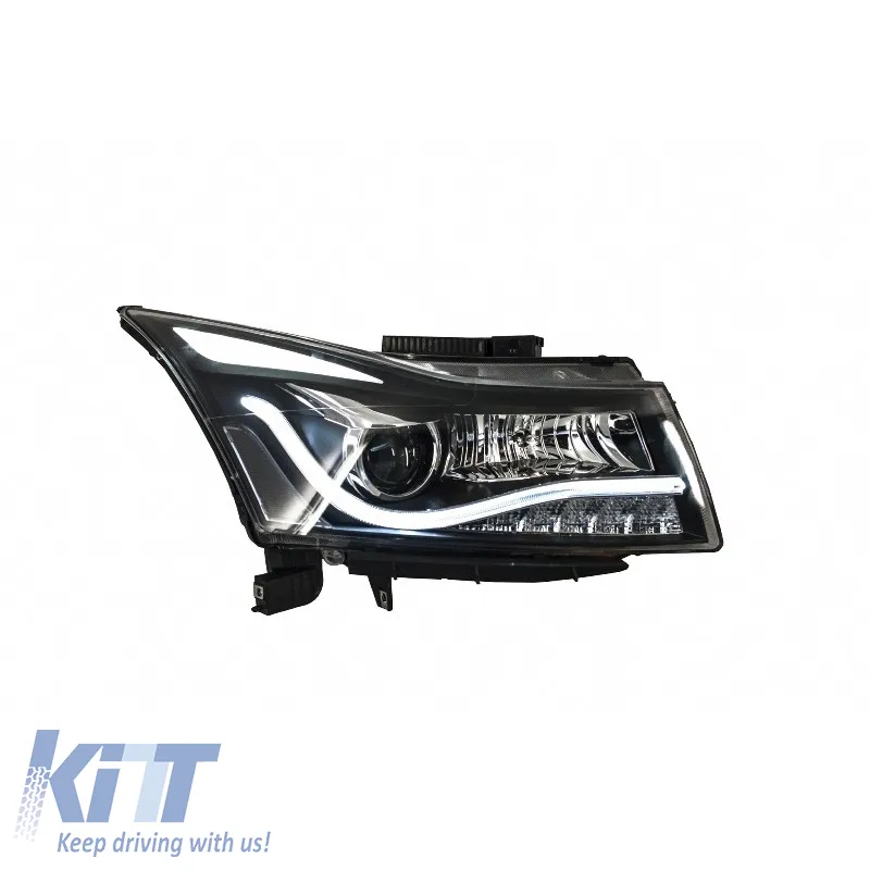 Headlights Set Suitable for Chevrolet Cruze 09-14 Tube DRL & Led Signal H7/H1 Black Manual Carner