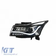 Headlights Set Suitable for Chevrolet Cruze 09-14 Tube DRL & Led Signal H7/H1 Black Manual Carner-image-6314469