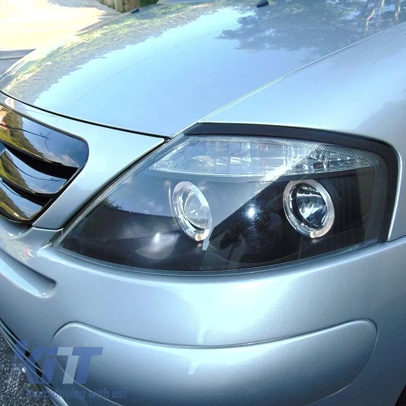 Headlights Set Suitable for Citroen C3 02-09 Angel Eyes Black H1/H1 Manual Sonar