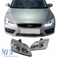 Headlights Set suitable for Ford Focus 04-08 DRL & Led Signal Chrome H1/H1 JunYan