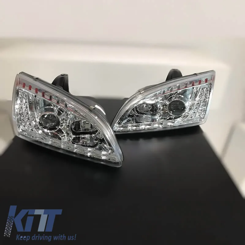 Headlights Set suitable for Ford Focus 04-08 DRL & Led Signal Chrome H1/H1 JunYan
