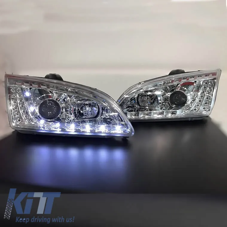 Headlights Set suitable for Ford Focus 04-08 DRL & Led Signal Chrome H1/H1 JunYan