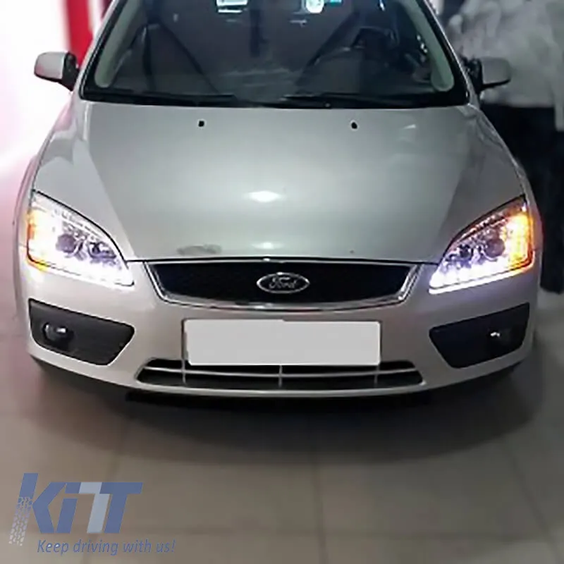 Headlights Set suitable for Ford Focus 04-08 DRL & Led Signal Chrome H1/H1 JunYan