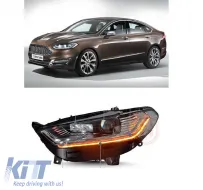 Headlights Set Suitable for Ford Mondeo mk5 13-16 DRL Chrome H7/Led With Dynamic Turn Signal Carner-image-6314611