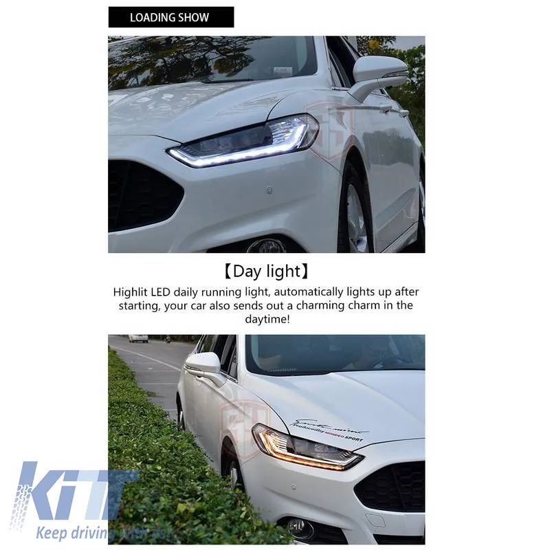 Headlights Set Suitable for Ford Mondeo mk5 13-16 DRL Chrome H7/Led With Dynamic Turn Signal Carner