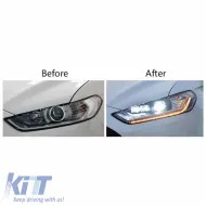 Headlights Set Suitable for Ford Mondeo mk5 13-16 DRL Chrome H7/Led With Dynamic Turn Signal Carner-image-6314621