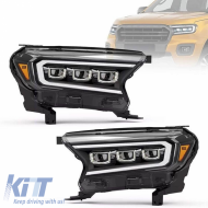 Headlights Set Suitable for Ford Ranger 15-20 DRL Dynamic Start Up Black Full Led With Motor VLand