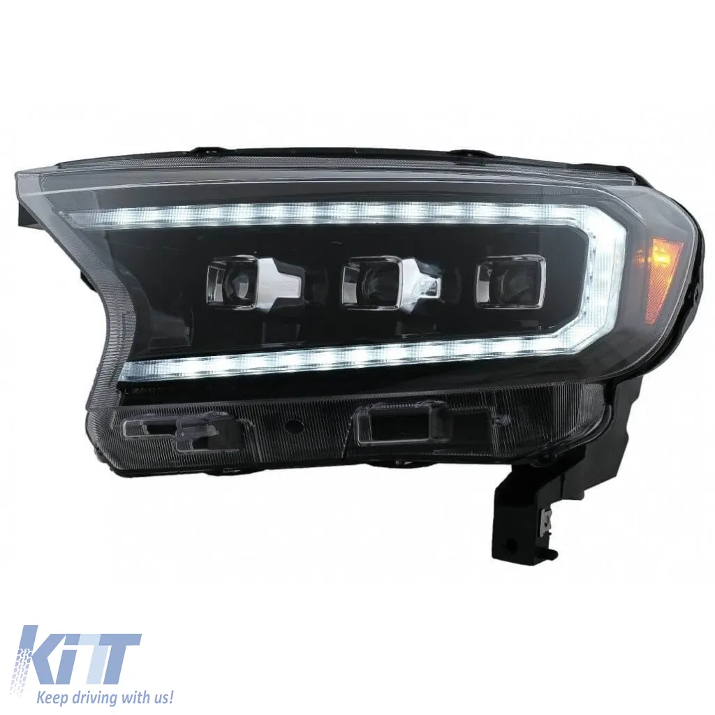 Headlights Set Suitable for Ford Ranger 15-20 DRL Dynamic Start Up Black Full Led With Motor VLand