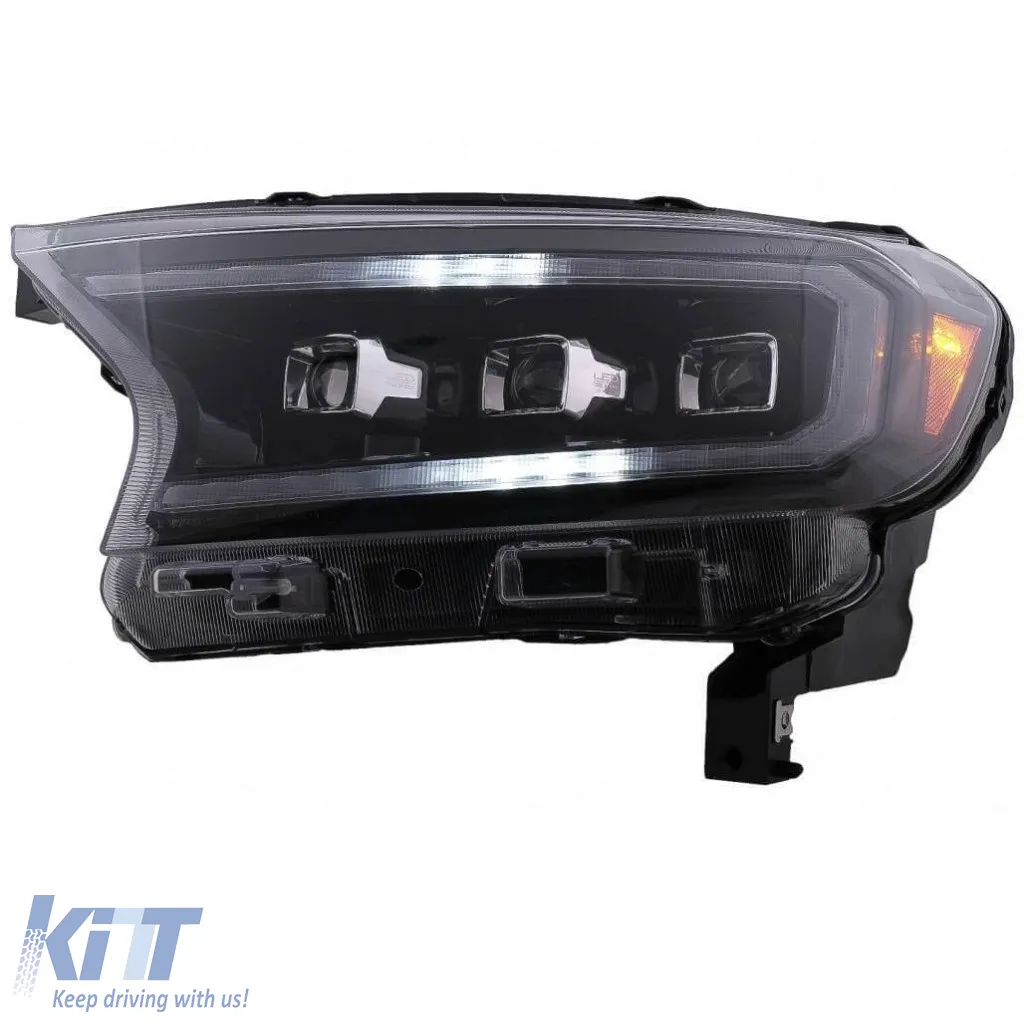 Headlights Set Suitable for Ford Ranger 15-20 DRL Dynamic Start Up Black Full Led With Motor VLand