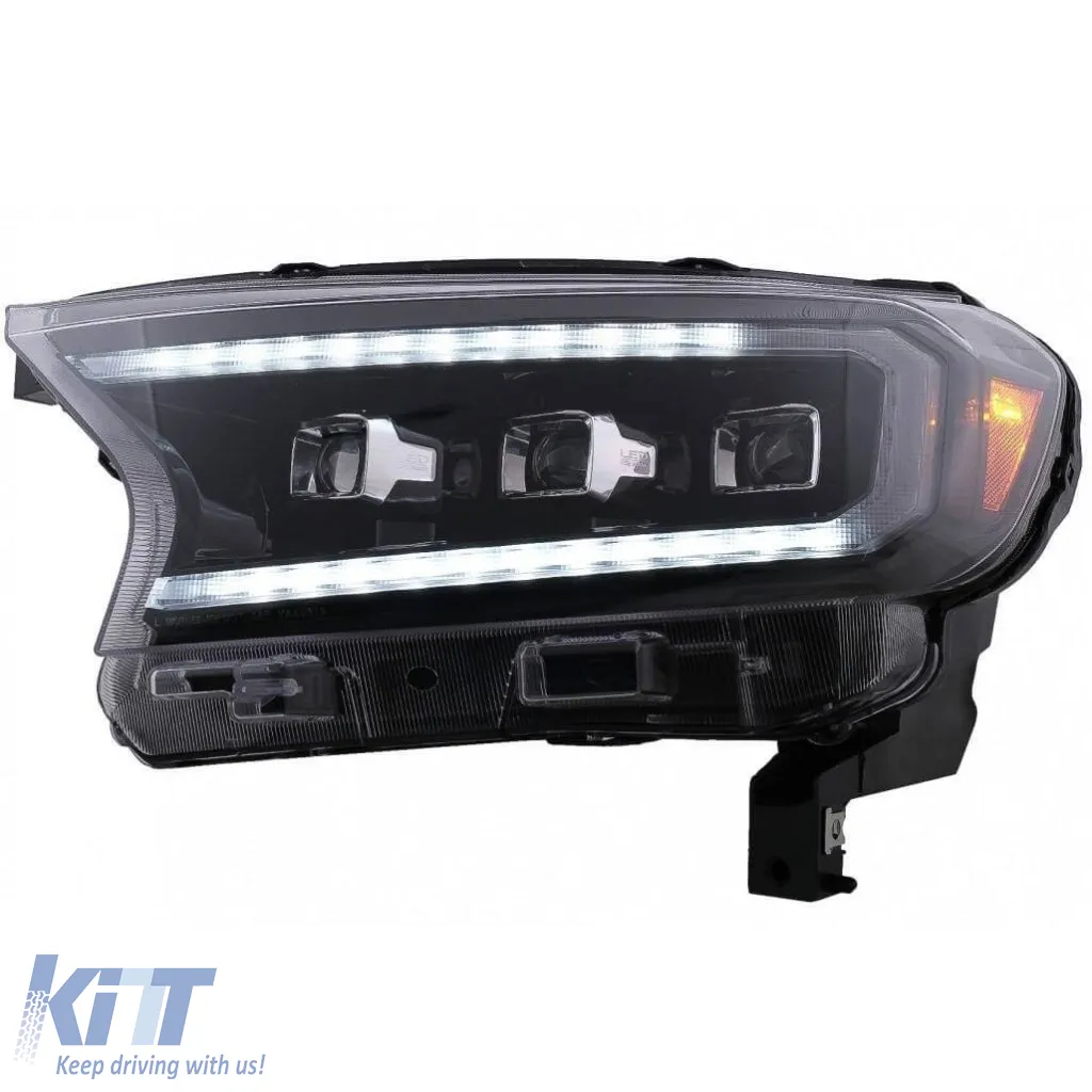 Headlights Set Suitable for Ford Ranger 15-20 DRL Dynamic Start Up Black Full Led With Motor VLand