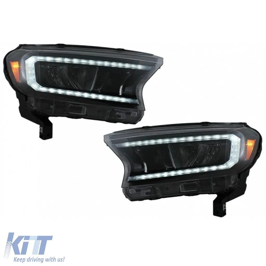 Headlights Set Suitable for Ford Ranger 15-20 DRL Dynamic Black Full Led With Motor VLand
