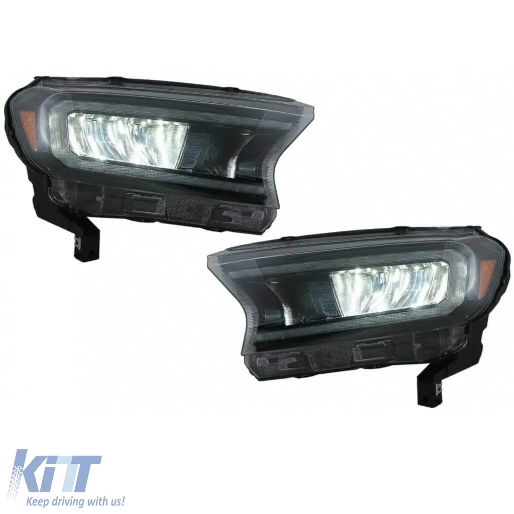Headlights Set Suitable for Ford Ranger 15-20 DRL Dynamic Black Full Led With Motor VLand