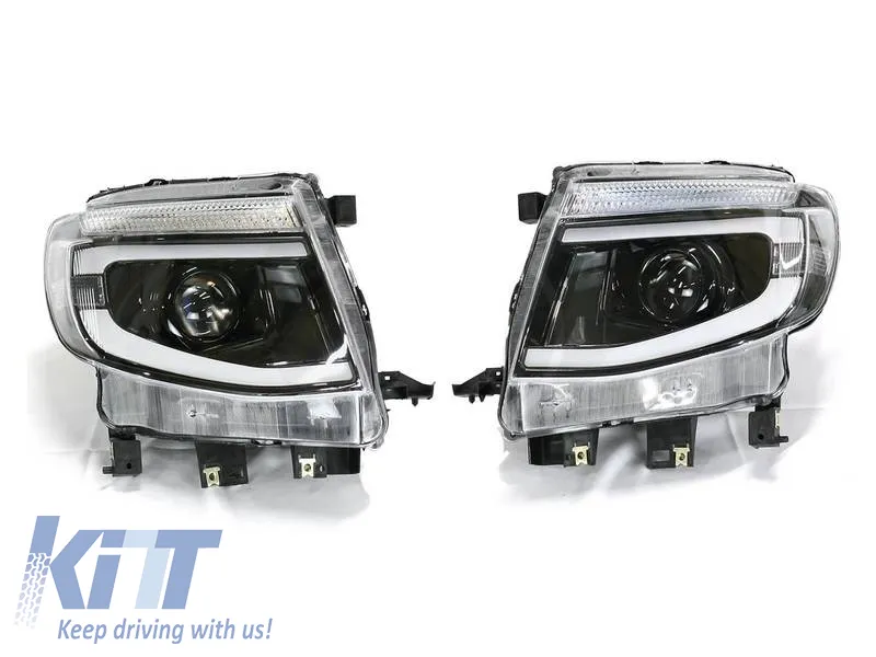 Headlights Set Suitable for Ford Ranger T6 2012-2015 DRL Dynamic Black Full LED With Motor