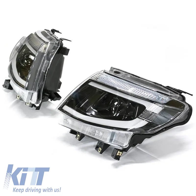 Headlights Set Suitable for Ford Ranger T6 2012-2015 DRL Dynamic Black Full LED With Motor
