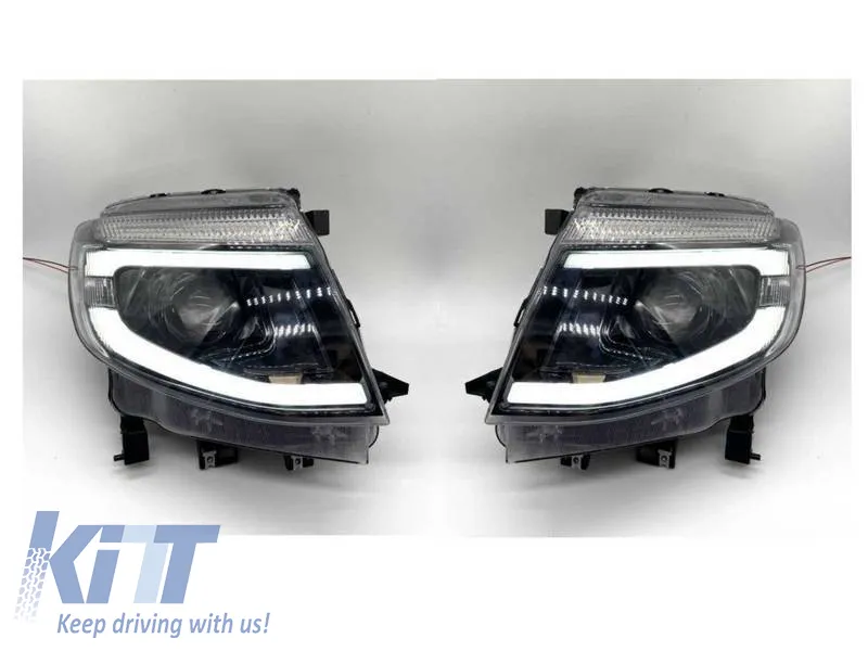 Headlights Set Suitable for Ford Ranger T6 2012-2015 DRL Dynamic Black Full LED With Motor
