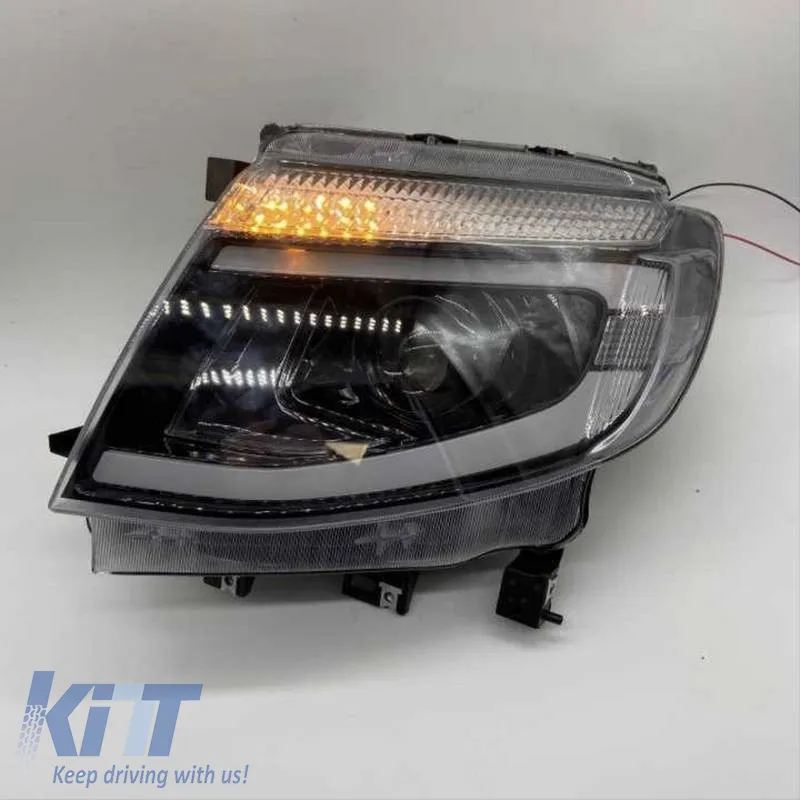 Headlights Set Suitable for Ford Ranger T6 2012-2015 DRL Dynamic Black Full LED With Motor