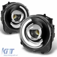 Headlights Set Suitable for Jeep Renegade 2014+ DRL Tube Lights Black H7 Manual Akkon-image-6317446